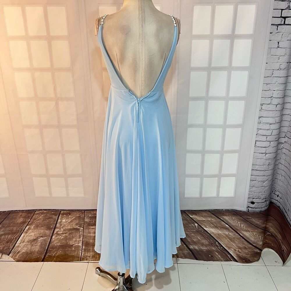 Windsor Powder Blue Embellished Sleeveless Open Back Chiffon Prom Dress Size 3 - Picture 6 of 9
